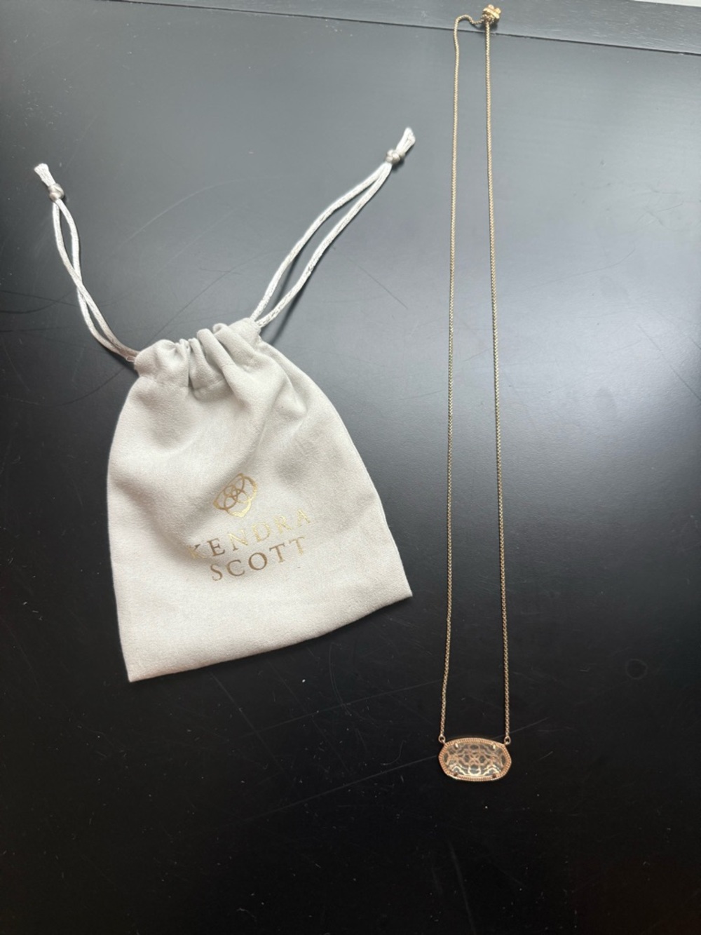 Kendra Scott Rose Gold Filigree Oval Pendant Necklace